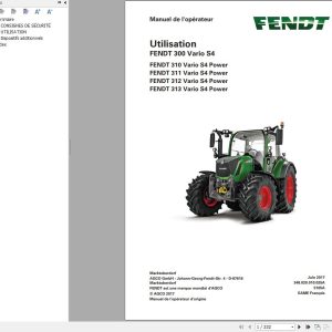 Fendt 310 311 312 313 Vario S4 Power Profi Operator Workshop Manuals and Diagrams FR 2