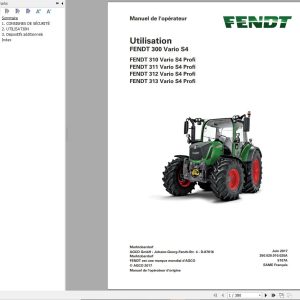 Fendt 310 311 312 313 Vario S4 Profi Operating Manual 5107 FR