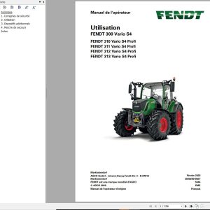 Fendt 310 311 312 313 Vario S4 Profi Operating Manual 5544 FR 01