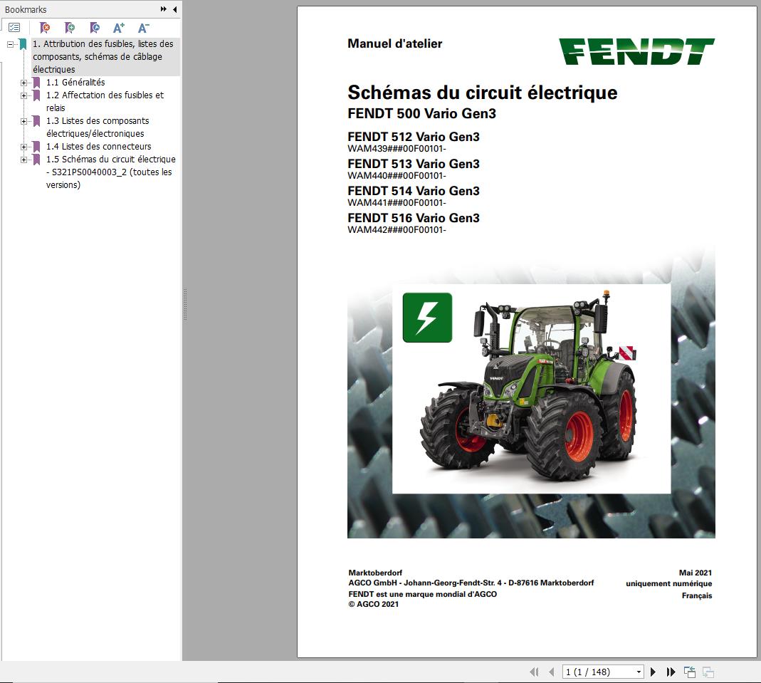 Fendt 512 513 514 516 Vario Gen3 Circuit Diagrams FR