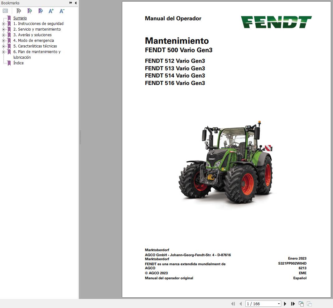 Fendt 512 513 514 516 Vario Gen3 Maintenance Manual 6213 ES