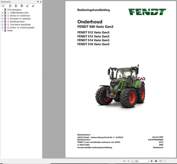Fendt 512 513 514 516 Vario Gen3 Maintenance Manual S321PP002W06D NL