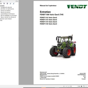 Fendt 512 513 514 516 Vario Gen3 Operator Workshop Manuals and Diagrams FR 1