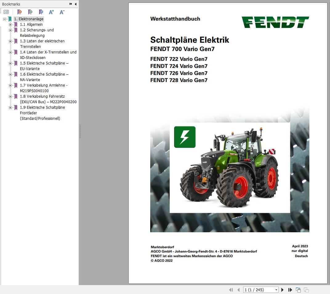 Fendt 720 722 724 726 728 Vario Gen3 Circuit Diagrams DE