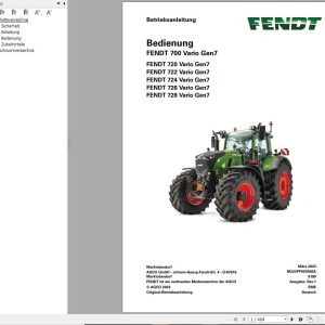 Fendt 720 722 724 726 728 Vario Gen3 Operator Manual and Diagrams DE 2