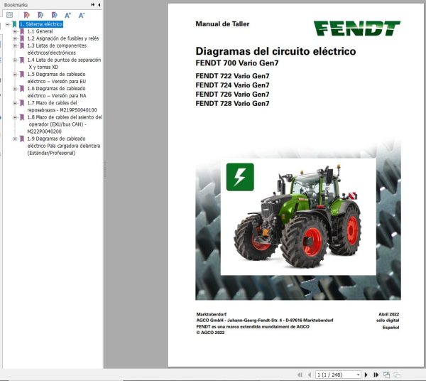 Fendt 720 722 724 726 728 Vario Gen7 Circuit Diagrams ES