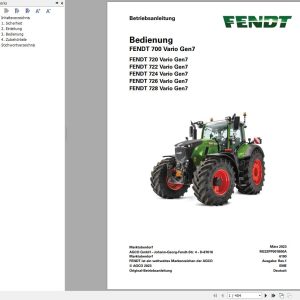 Fendt 720 722 724 726 728 Vario Gen7 Operation Manual M222PP001B00A DE