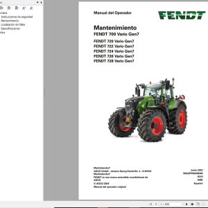 Fendt 720 722 724 726 728 Vario Gen7 Operator Workshop Manuals and Diagrams ES 1