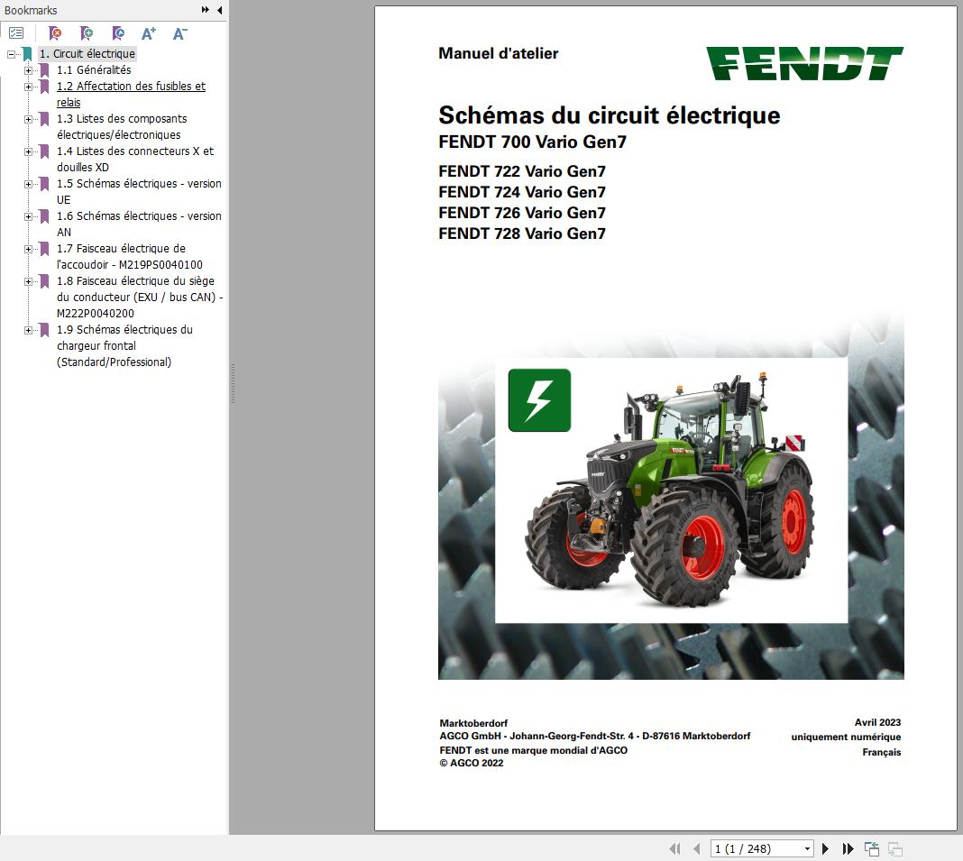 Fendt 722 724 726 728 Vario Gen7 Circuit Diagrams FR