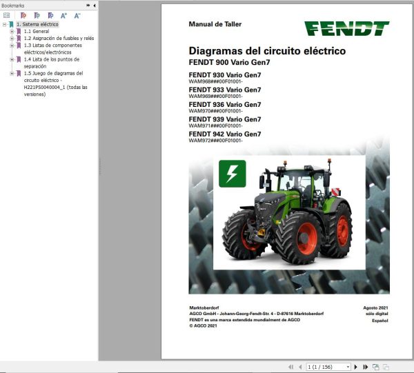 Fendt 930 933 936 939 942 Vario Gen7 Circuit Diagrams ES