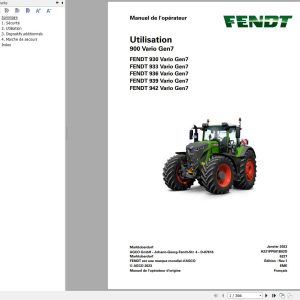 Fendt 930 933 936 939 942 Vario Gen7 Operating Manual H221PP001B02D FR