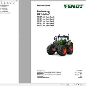 Fendt 930 933 936 939 942 Vario Gen7 Operation Manual H221PP001B00D DE