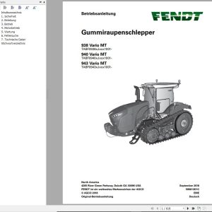 Fendt 938 940 943 Vario MT Operator Manual 589613D1C DE