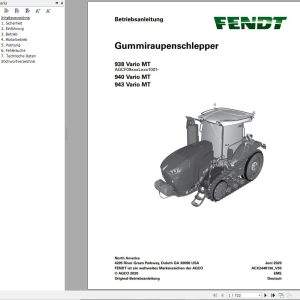 Fendt 938 940 943 Vario MT Operator Manual ACX2448130 V03 DE