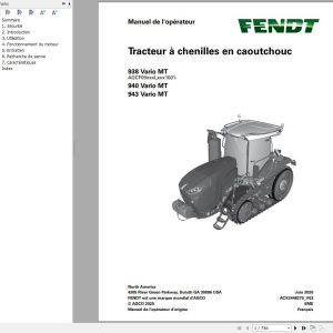 Fendt 938 940 943 Vario MT Operator Manual ACX2448270 V03 FR