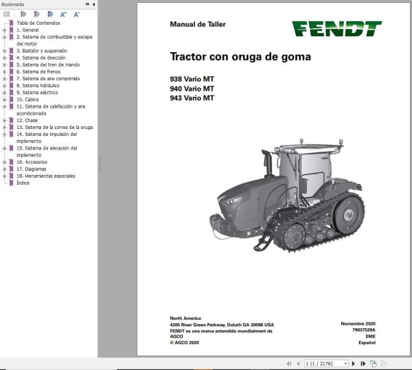 Fendt 938 940 943 Vario MT Operator Workshop Manual ES 2