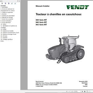Fendt 938 940 943 Vario MT Workshop Manual 79037524A FR