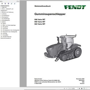 Fendt 938 940 943 Vario MT Workshop Manual 79037525A DE