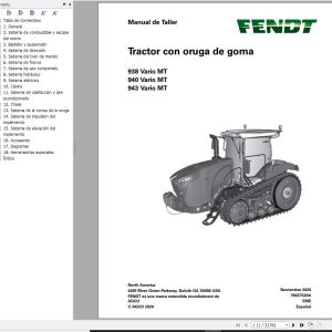 Fendt 938 940 943 Vario MT Workshop Manual 79037529A ES