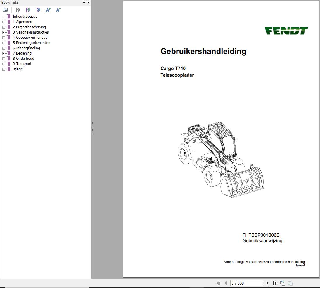 Fendt Cargo T740 Operators Manual FHTBBP001B06B NL