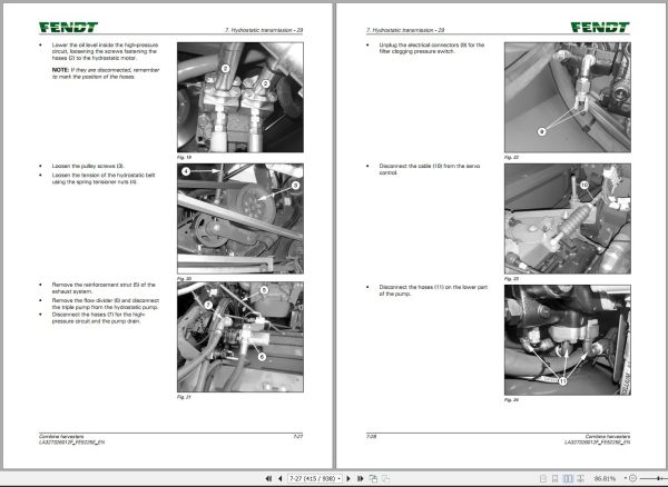 Fendt Combine Harvesters 5225E Workshop Service Manual LA327326012F 1