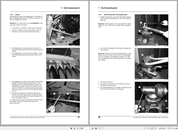 Fendt Combine Harvesters 8370P 8400P Workshop Service Manual D3151801M2 DE 1