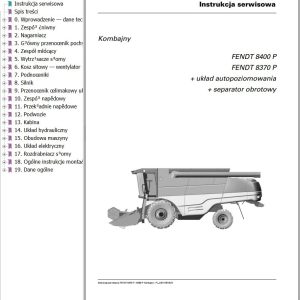 Fendt Combine Harvesters 8370P 8400P Workshop Service Manual D3151810M2 PL