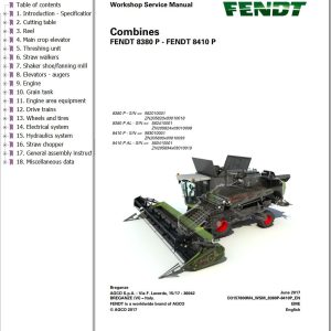 Fendt Combine Harvesters 8380P 8410P Workshop Service Manual D3157800M4