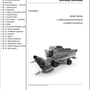 Fendt Combine Harvesters 9470X Workshop Service Manual D3152810M1 PL