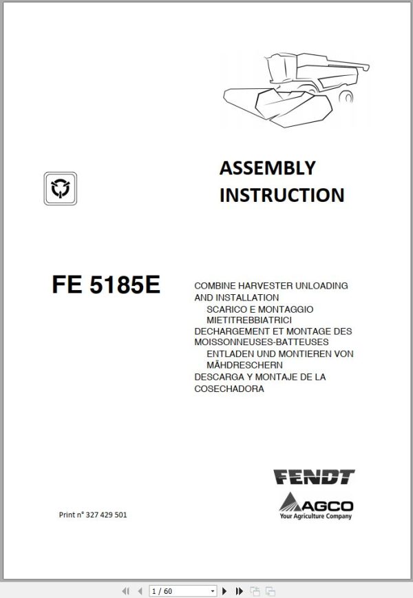 Fendt Combine Harvesters FE 5185E Assembly Instruction 327429501