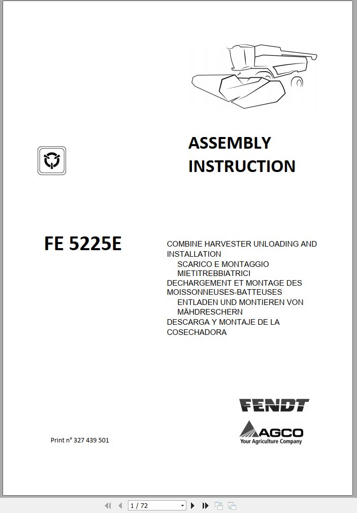 Fendt Combine Harvesters FE 5225E Assembly Instruction 327439501