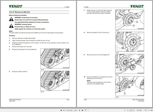 Fendt Combine Harvesters IDEAL 7 8 9 10 PL T Workshop Service Manual 79037318D 1
