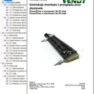 Fendt Combine Harvesters PowerFlow 18 25 30 35 ft Assembly Inspection Instruction LA327453100 PL