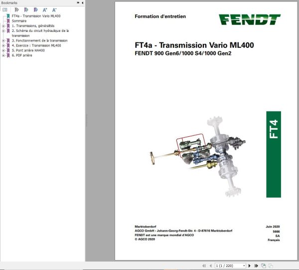 Fendt FT4a Transmission Vario ML400 Training Manual 5666 FR