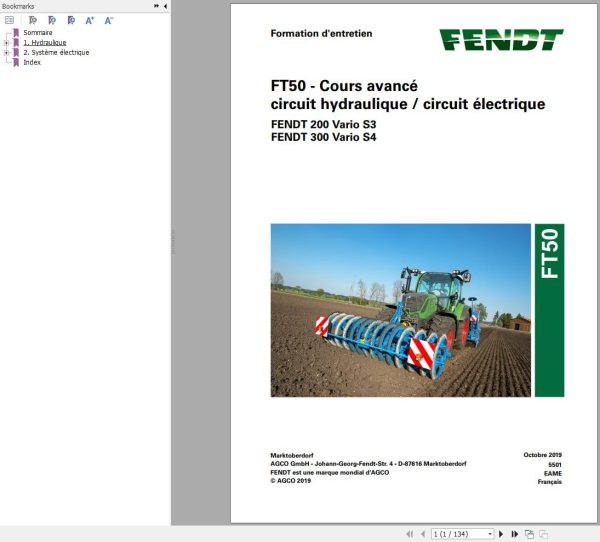 Fendt FT50 Advance Course Circuit Hydraulic Electrical Training Manual 5501 FR