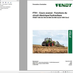 Fendt FT51 Advanced course Functions Of The Hydraulic Electrical Circuit Training Manual 5728 FR