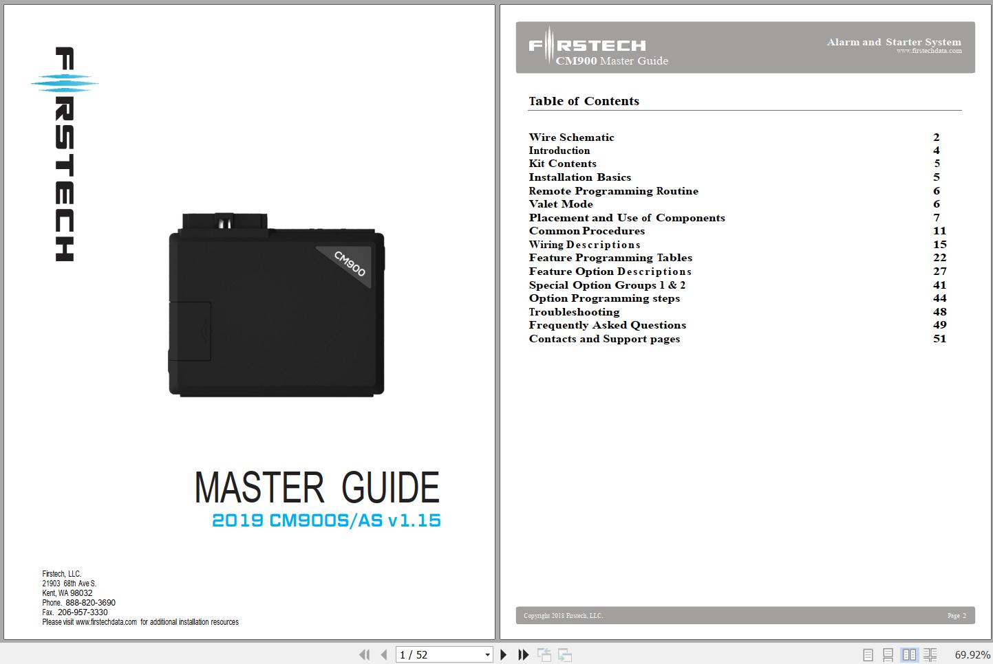 Firstech Controler CM900SAS V1.152019 Master Guide