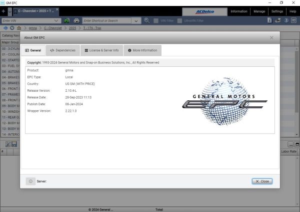 General Motors GMNA EPC 01.2024 Spare Parts Catalogue VMWARE 1