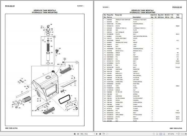 Hidromek Backhoe Loader HMK 102B ALPHA Spare Parts Catalog Y1012762 EN TR 1
