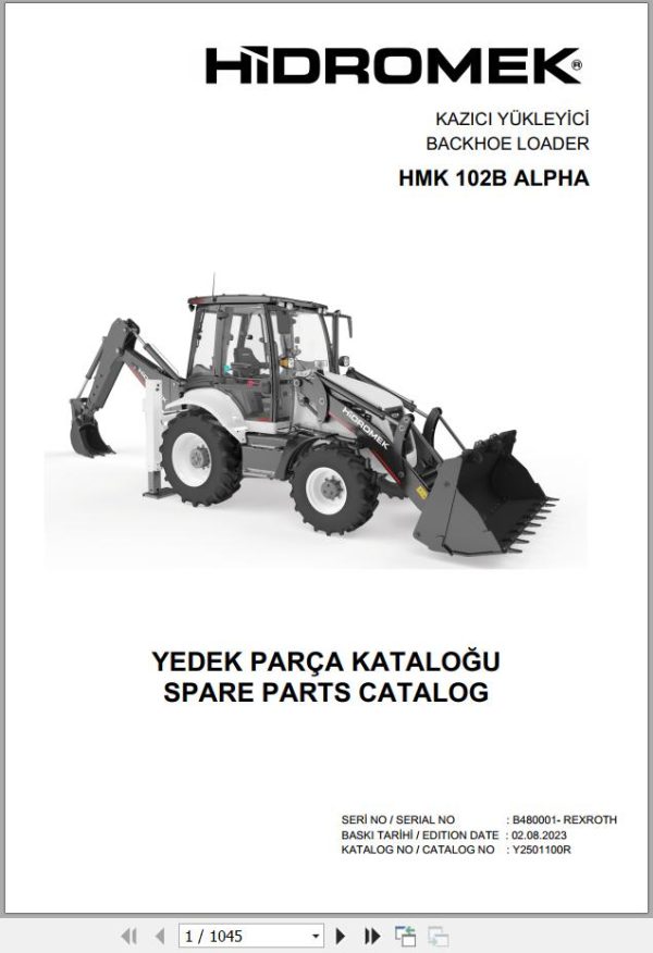 Hidromek Backhoe Loader HMK 102B ALPHA Spare Parts Catalog Y2501100R EN TR