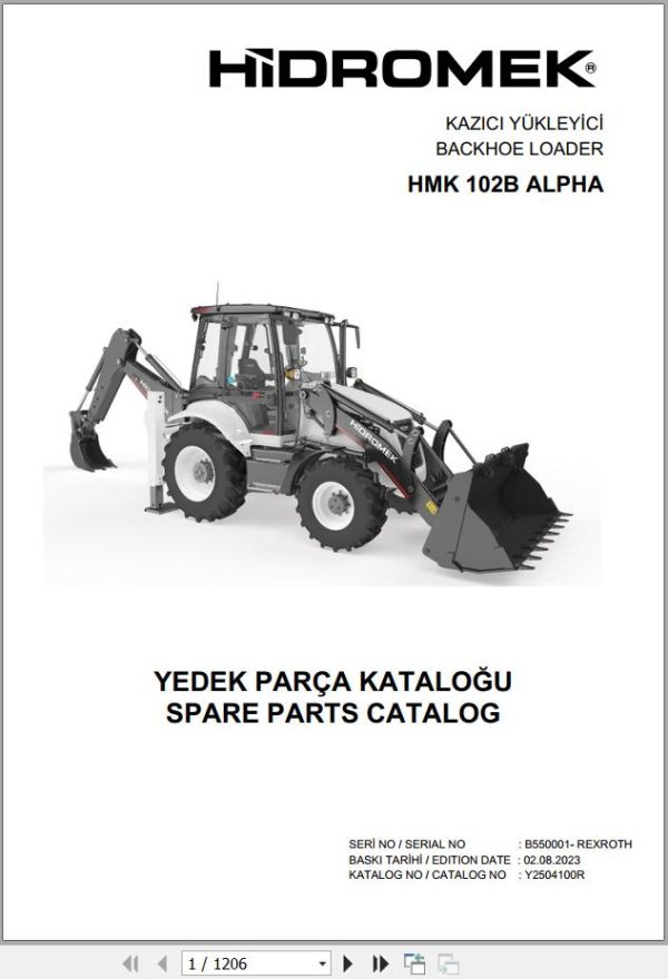 Hidromek Backhoe Loader HMK 102B ALPHA Spare Parts Catalog Y2504100R EN TR