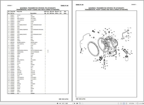 Hidromek Backhoe Loader HMK 102S ALPHA Spare Parts Catalog Y1501100H EN TR 1