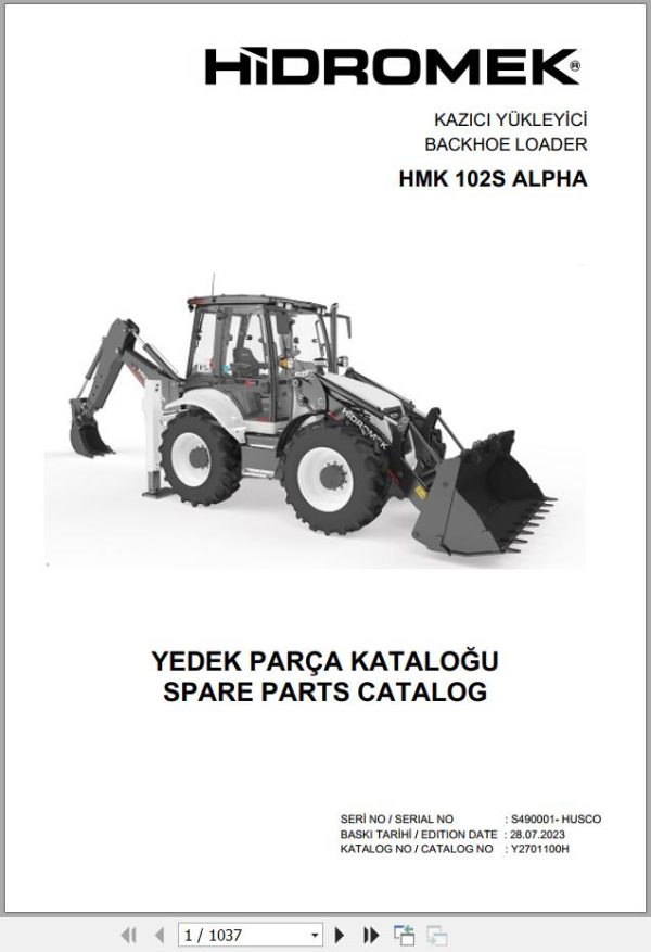 Hidromek Backhoe Loader HMK 102S ALPHA Spare Parts Catalog Y2701100H EN TR