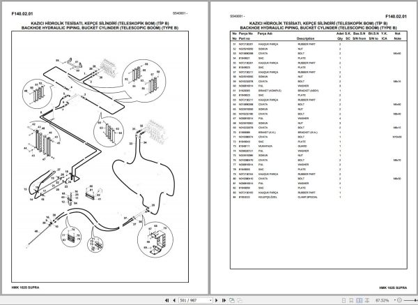 Hidromek Backhoe Loader HMK 102S SUPRA Spare Parts Catalog Y1602100 EN TR 1