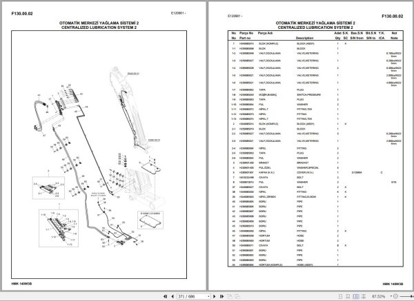 Hidromek Excavator HMK 140 W 3B Spare Parts Catalog H207323300 EN TR 1