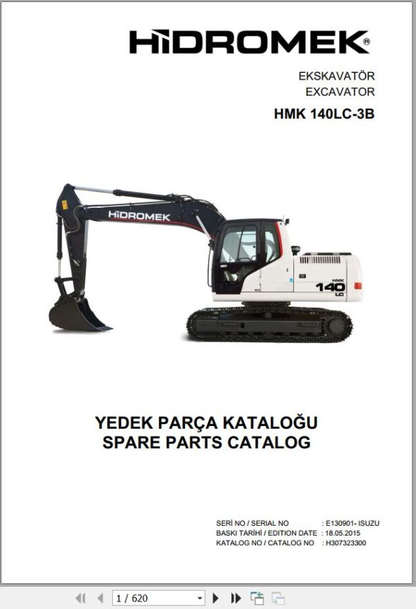 Hidromek Excavator HMK 140LC 3B Spare Parts Catalog H307323300 EN TR