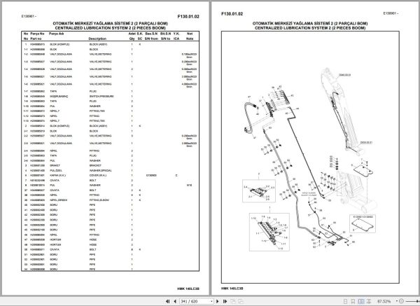 Hidromek Excavator HMK 140LC 3B Spare Parts Catalog H307323300 EN TR 1