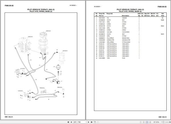 Hidromek Excavator HMK 140LC 5 Spare Parts Catalog H307325300U EN TR 1