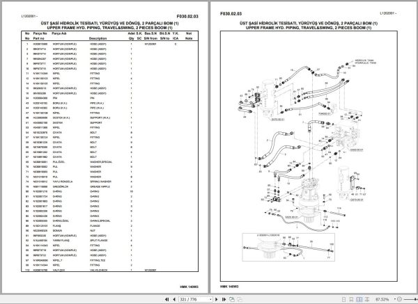 Hidromek Excavator HMK 140W 3 Spare Parts Catalog H20732B300U EN TR 1