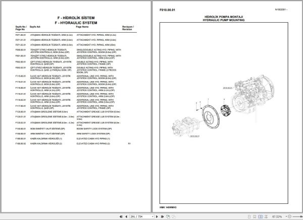 Hidromek Excavator HMK 140W MH 3 Spare Parts Catalog H50732B300U EN TR 1